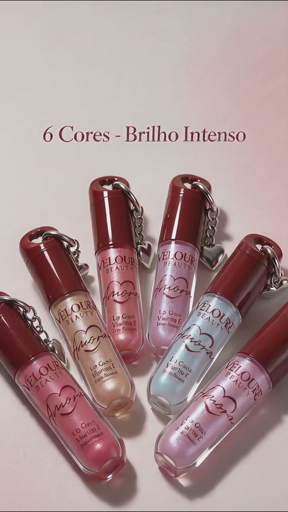 Gloss Labial Efeito Vidro com Pingente Amora